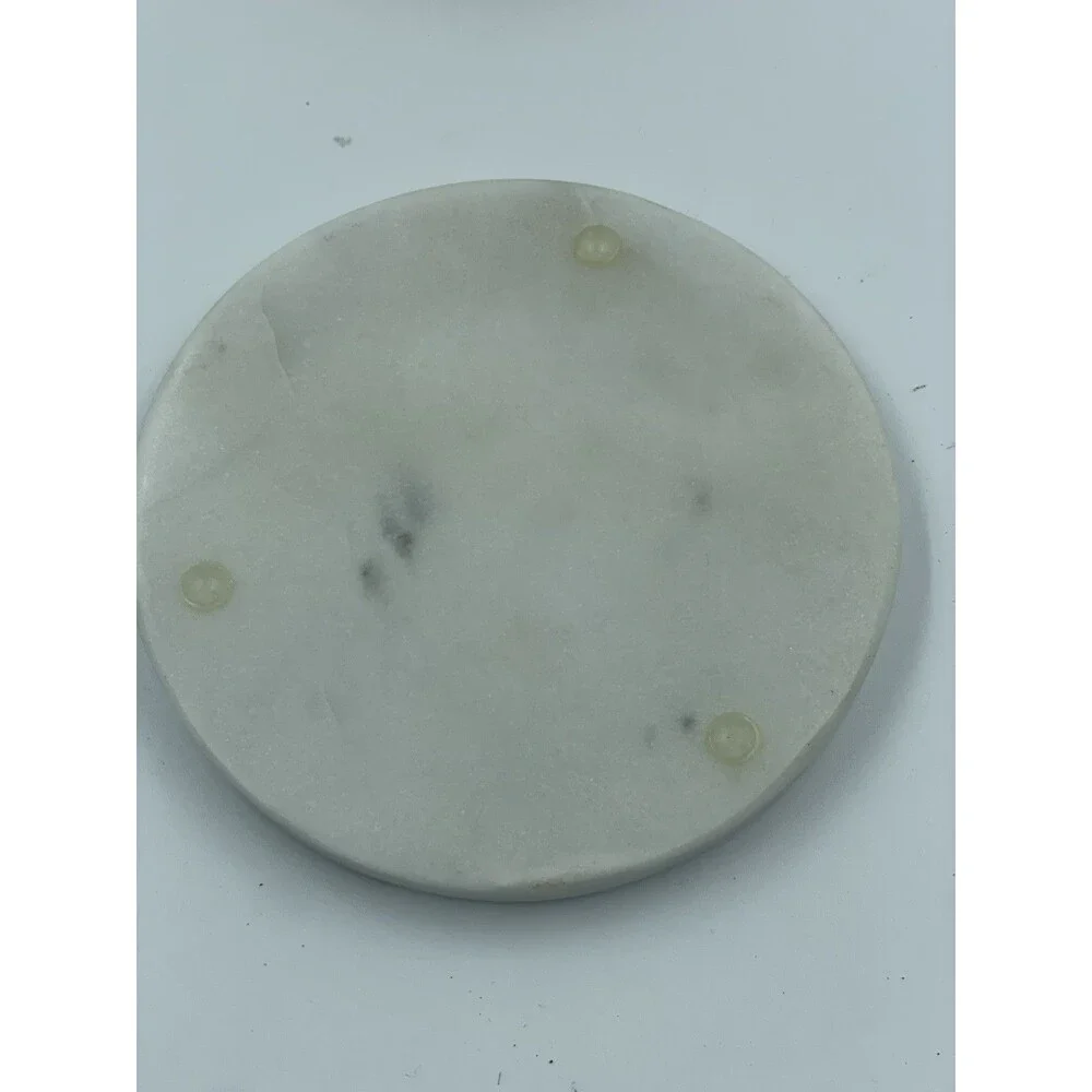 Anthropologie Monogram T Lid Trinket Dish Marble Abalone Floral Ceramic Coaster